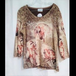 Cactus Bay Apparel Tops - Cactus Bay Apparel Women's Top Sz L Horses Cactus Bay Apparel Tops - Cactus Bay Apparel Women's Top Sz L Horses
